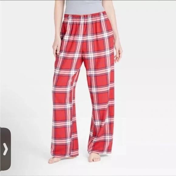 Colsie NWT Women's Red Plaid Flannel Sleep Pants Size L - Picture 1 of 9